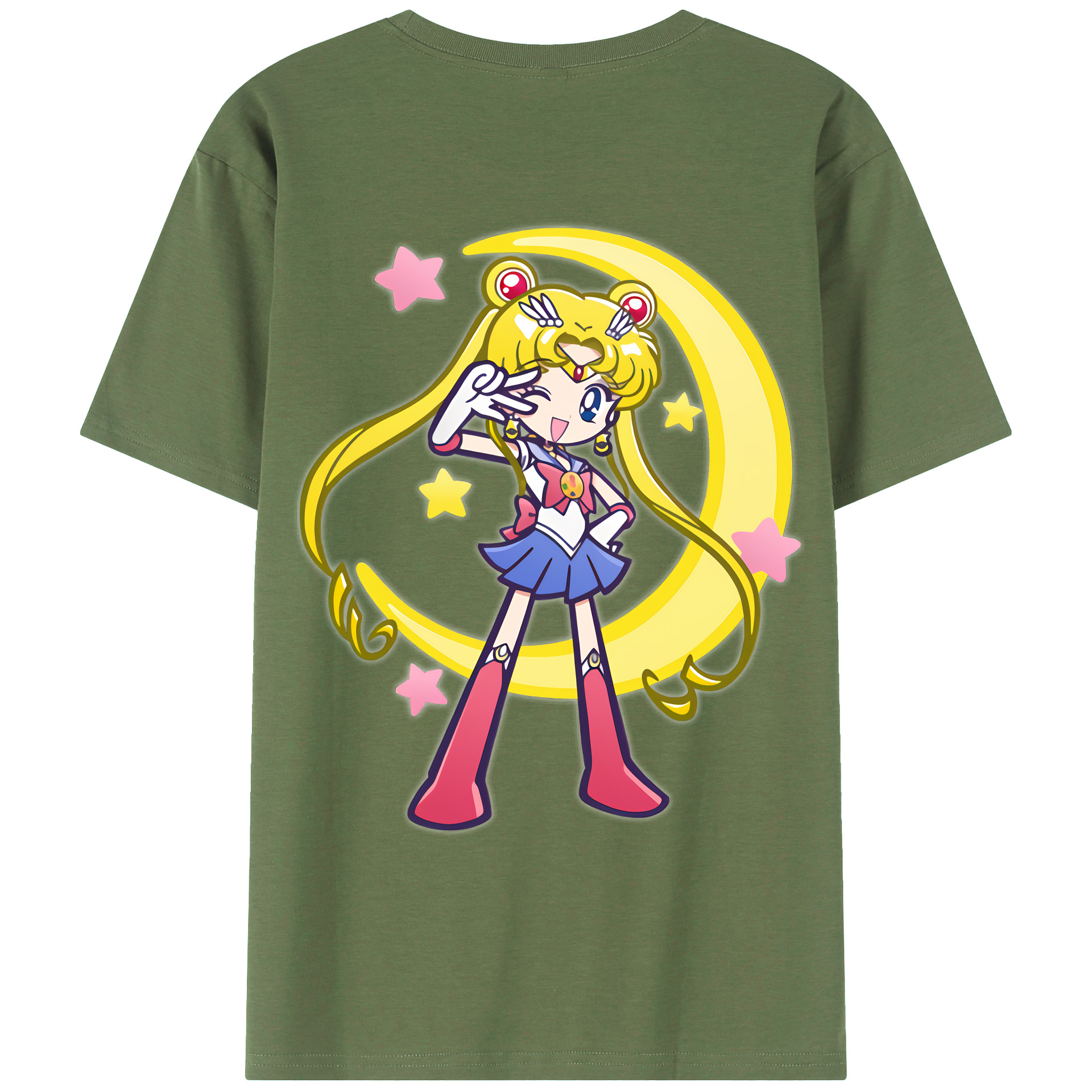 （画像用） 美少女戦士セーラームーン 月野 うさぎ つきの うさぎ Sailor Moon Tsukino Usagi 綿100％ メンズ半袖Tシャツ（バックプリント） 通気性